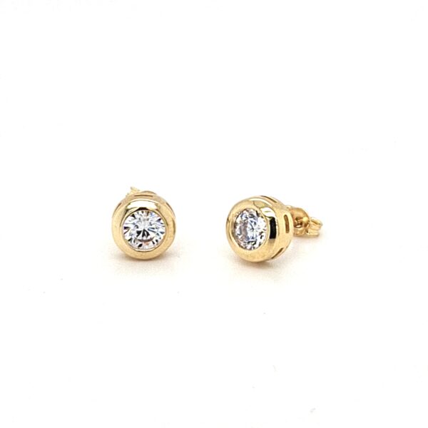 10K Gold Cubic Zirconia Bezel Earrings