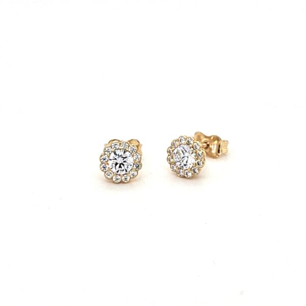10K Gold Cubic Zirconia Halo Earrings