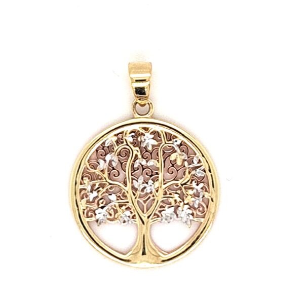 10K Diamond Cut Tree of Life Pendant