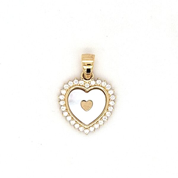 10K Mother of Pearl Heart Pendant