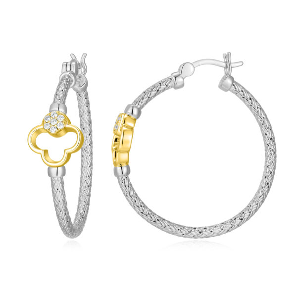 Charles Garnier Sterling Silver Clover Hoop Earrings
