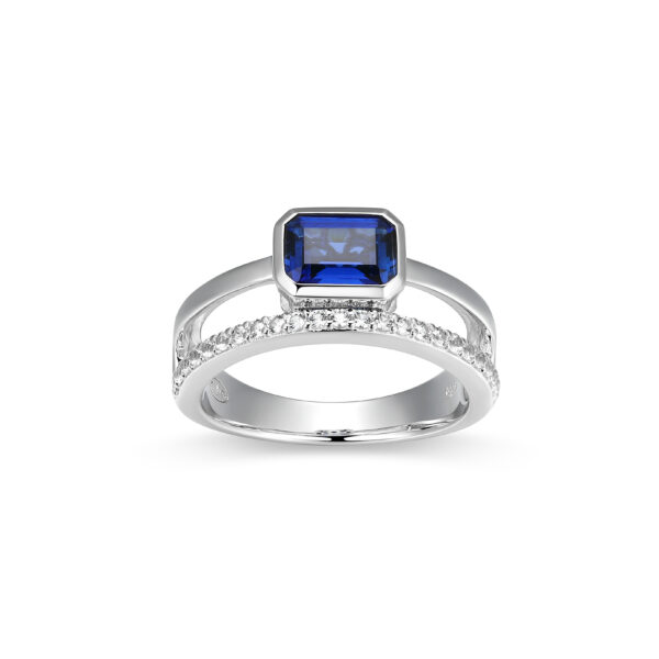 Charles Garnier Sterling Silver Created Sapphire Ring