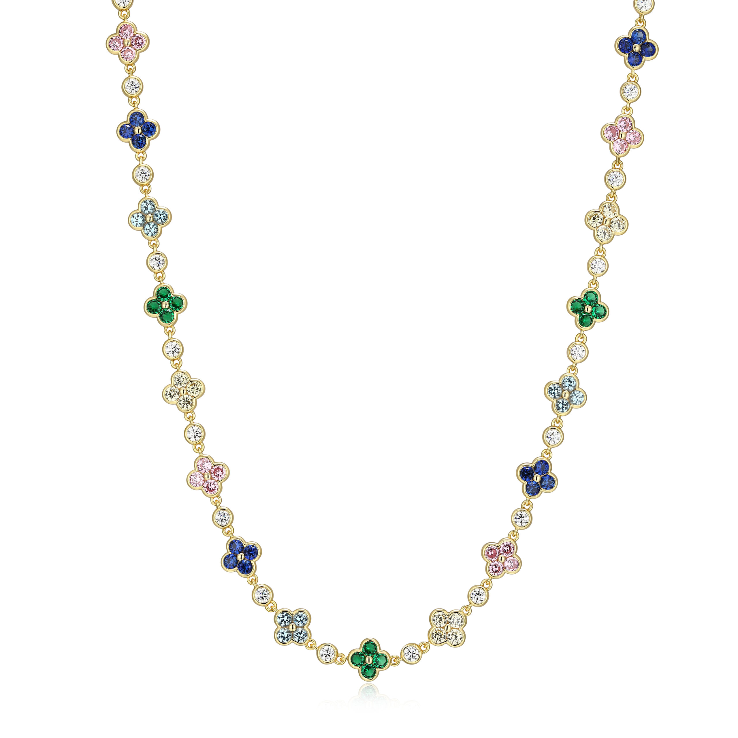 Reign 18K Gold Plated Multi Stone Clover Necklace