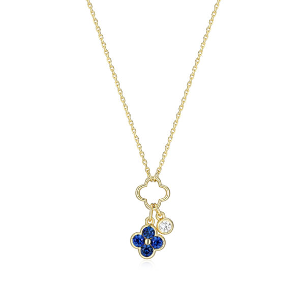 Reign 18K Gold Plated Created Sapphire Clover Necklace
