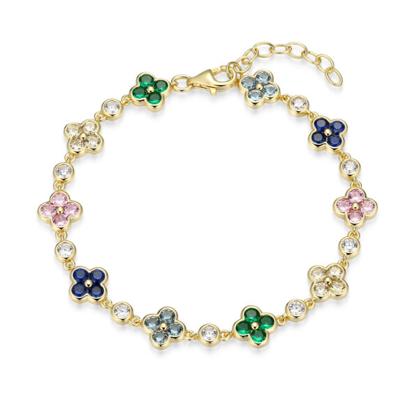 Reign 18K Gold Plated Multi Stone Clover Bracelet