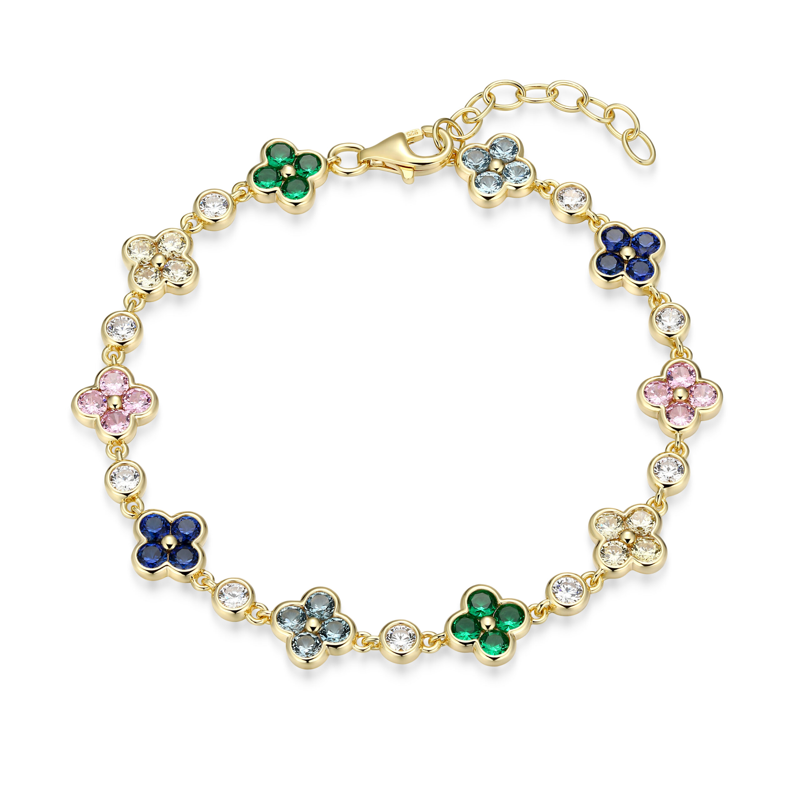 Reign 18K Gold Plated Multi Stone Clover Bracelet