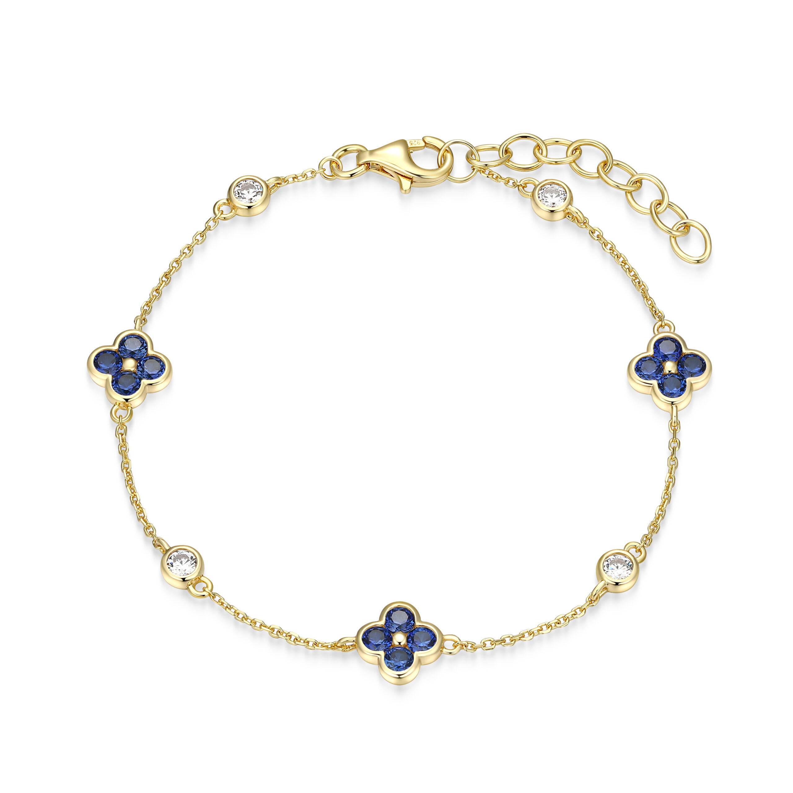 Reign 18K Gold Plated Created Sapphire Clover Bracelet