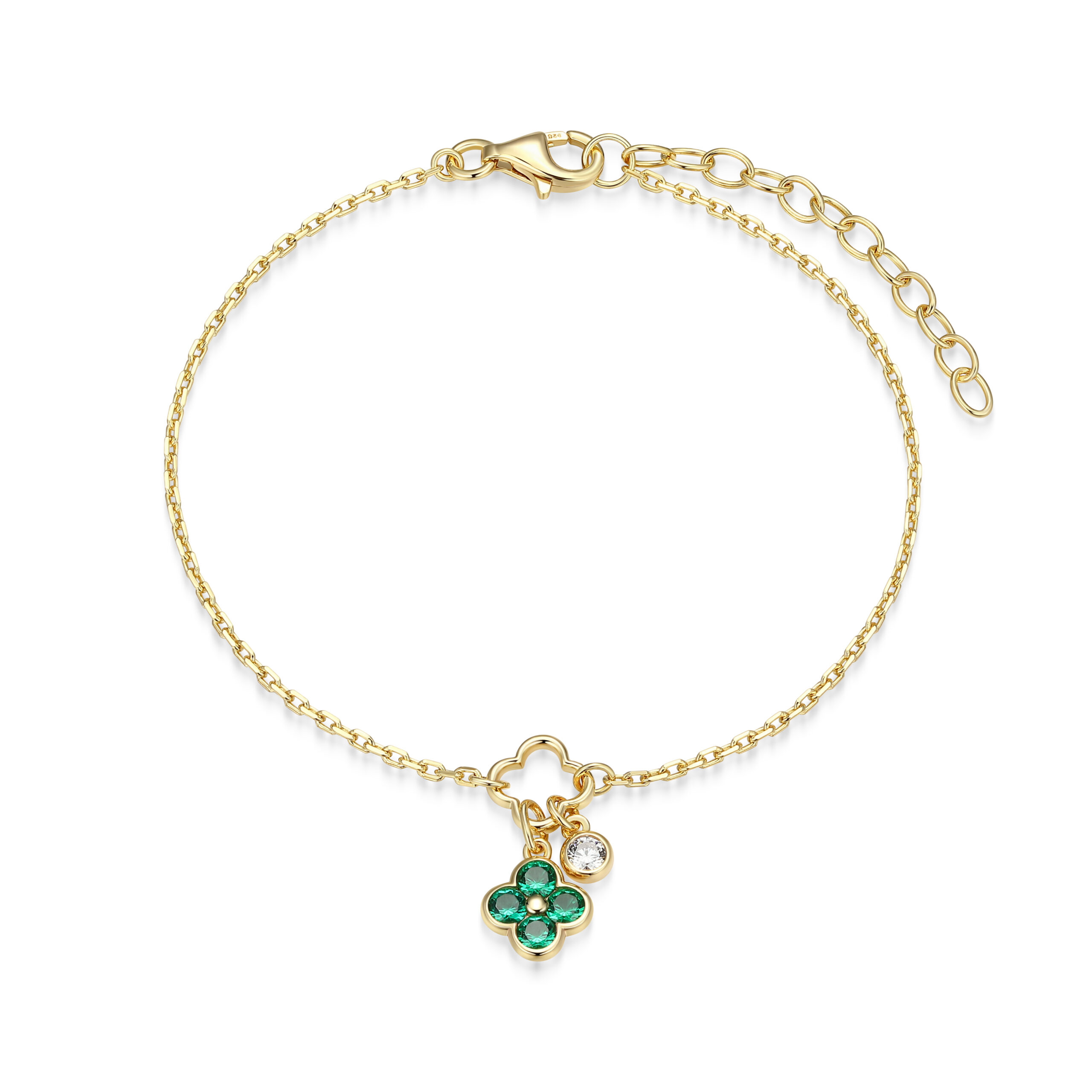 Reign 18K Gold Plated Green Clover Bracelet