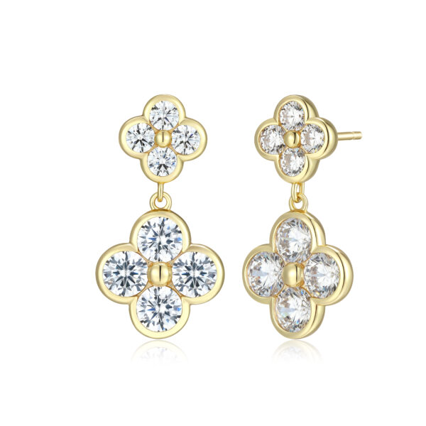 Reign 18K Gold Plated CZ Clover Earrings