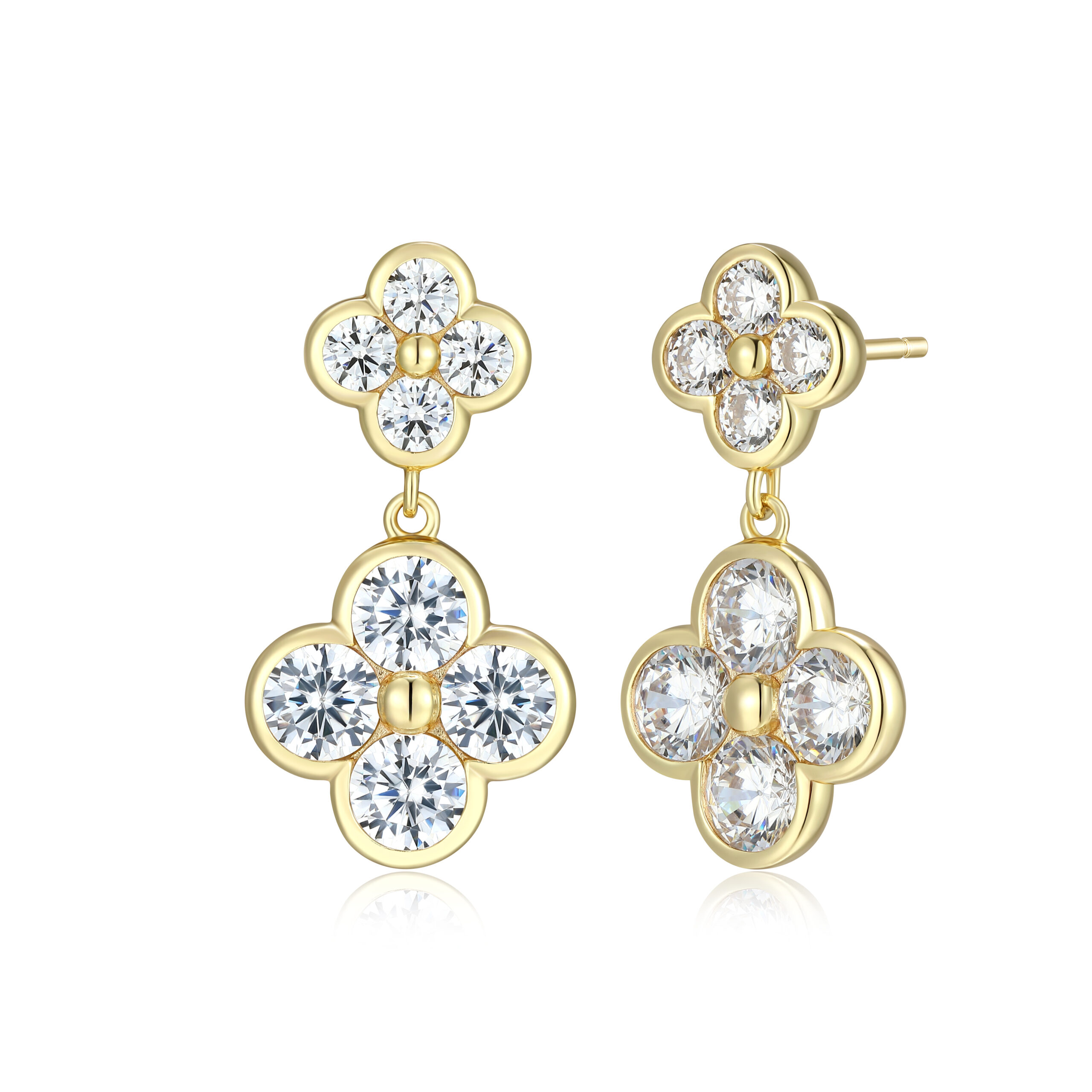 Reign 18K Gold Plated CZ Clover Earrings