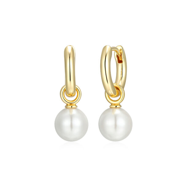 Reign 18K Gold Plated 'Shell Pearl' Huggie Earrings