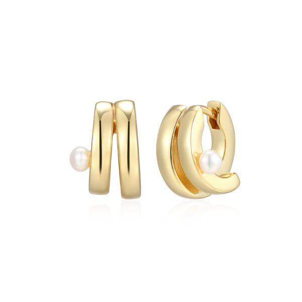 Reign 18K Gold Plated Pearl Huggie Earrings