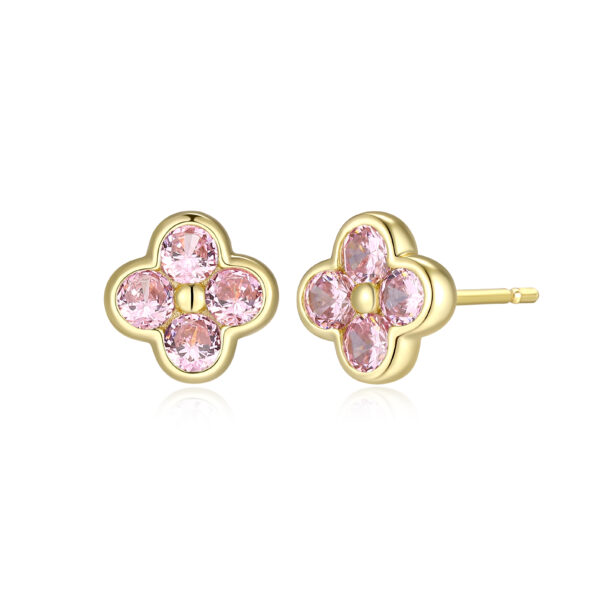 Reign 18K Gold Plated Pink Clover Earrings