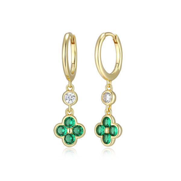 Reign 18K Gold Plated Green Clover Earrings