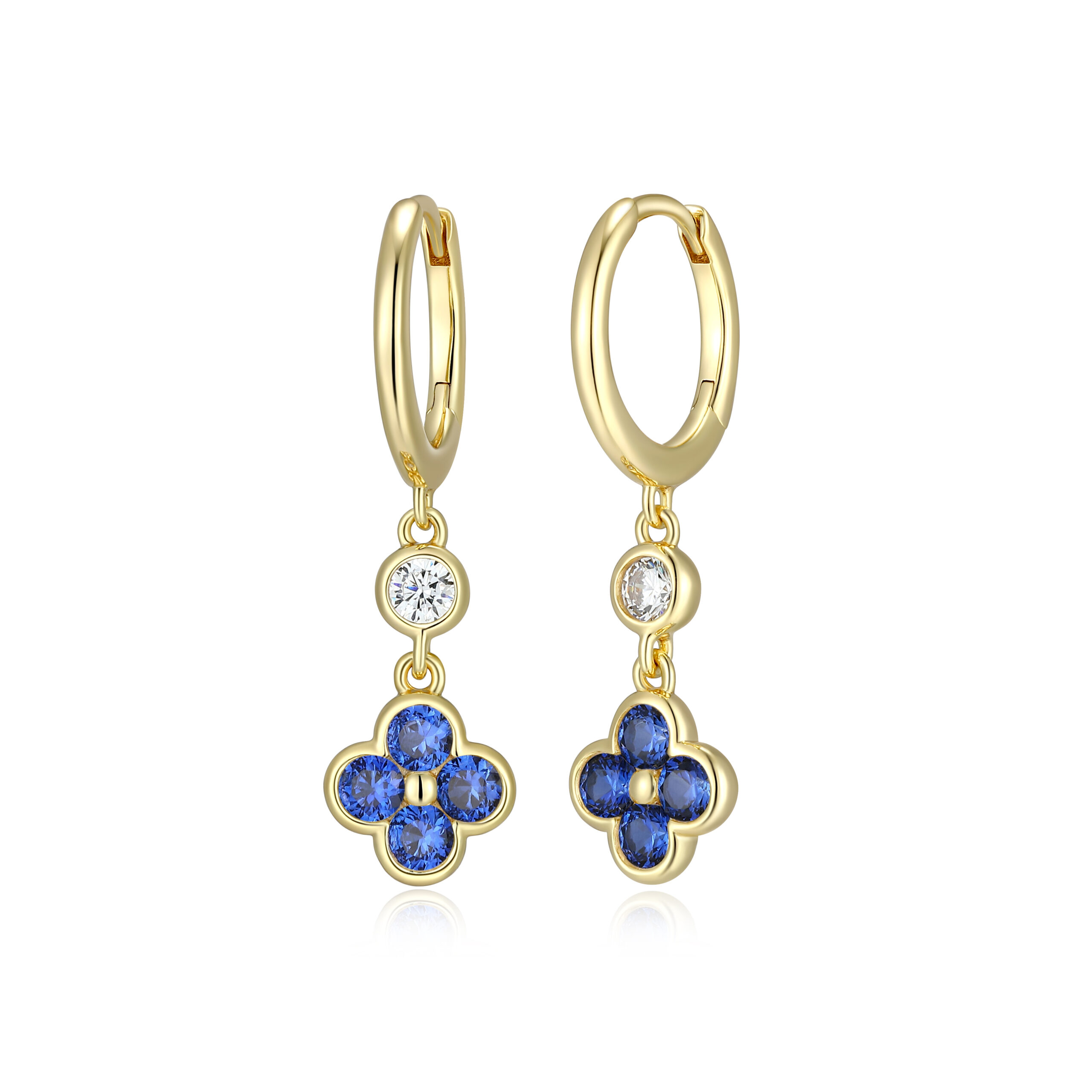 Reign 18K Gold Plated Created Sapphire Clover Earrings