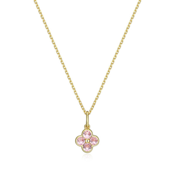 Reign 18K Gold Plated Pink Clover Ring Necklace