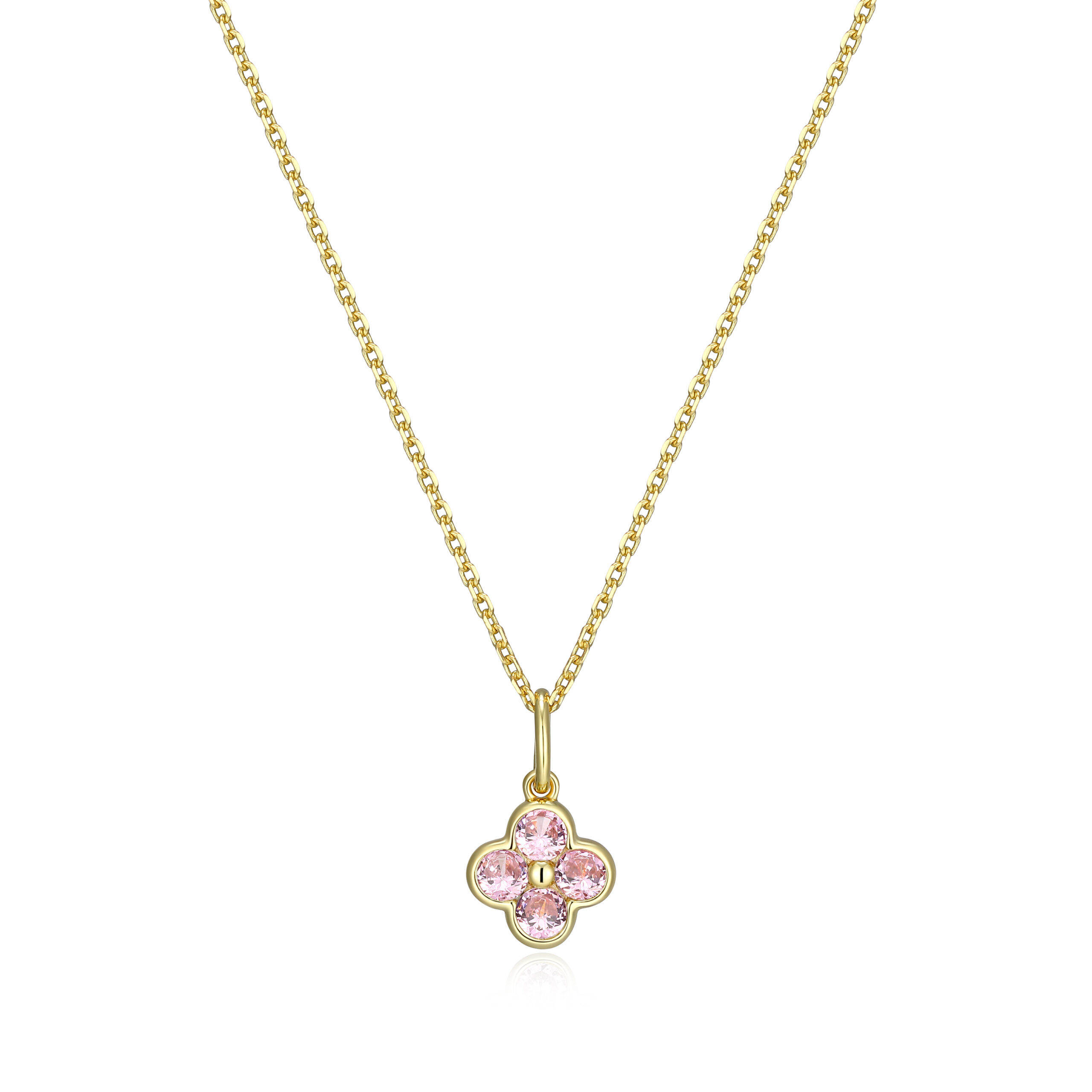 Reign 18K Gold Plated Pink Clover Ring Necklace
