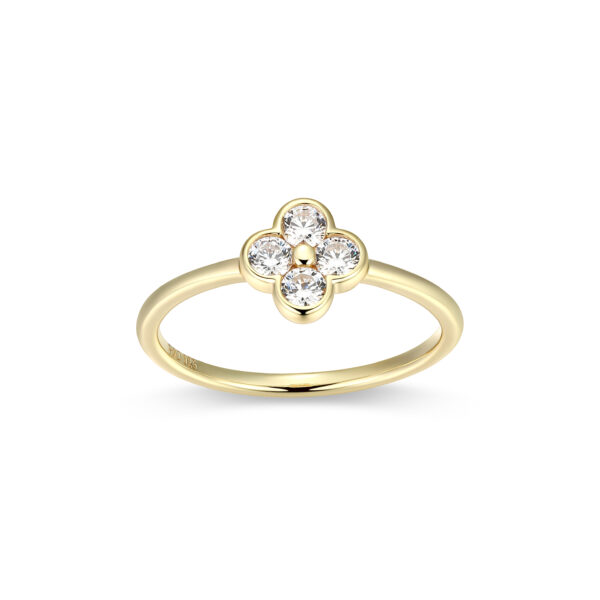 Reign 18K Gold Plated CZ Clover Ring