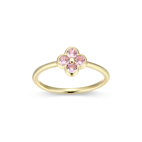 Reign 18K Gold Plated Pink Clover Ring