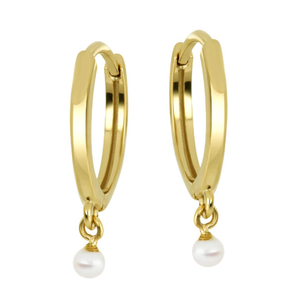 Gold Huggie Pearl Earrings