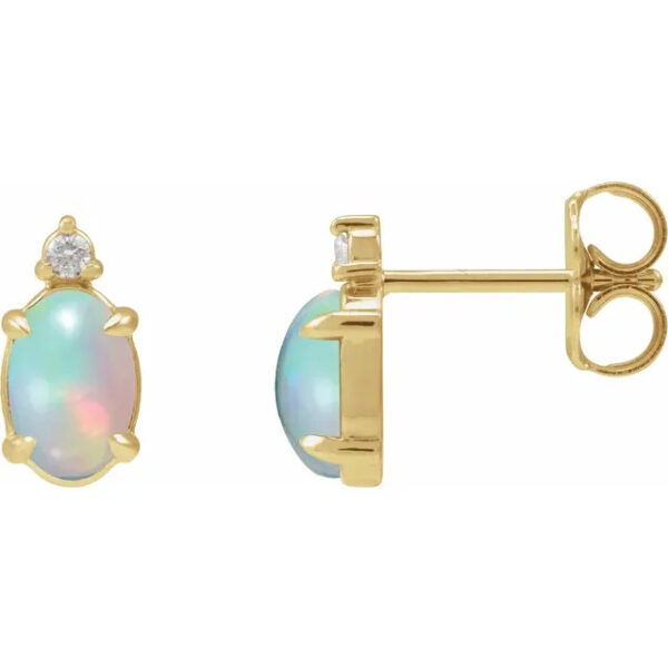 14K Opal & Diamond Earrings