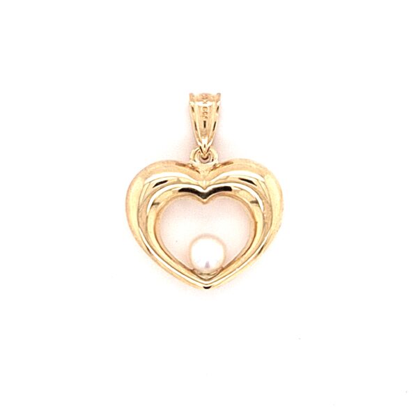 10K Pearl Heart Pendant