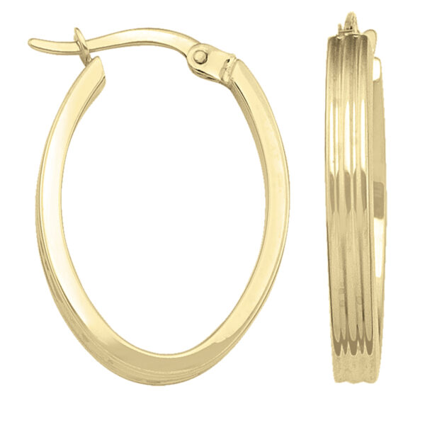 14K Gold Oval Hoop Earrings