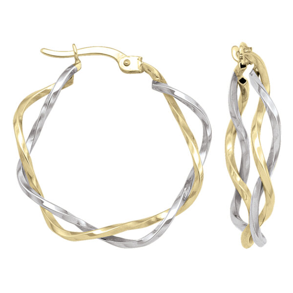 14K Gold Twist Hoop Earrings