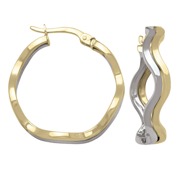 14K Gold Wave Hoop Earrings